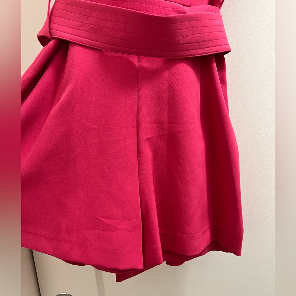Zara Hot Pink Belted Sleeveless Wrap Romper - Picture 6 of 15